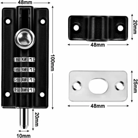 Loquet De Verrouillage à Combinaison Verrou à Combinaison à 4 Chiffres Verrou De Porte à Code Mécanique Serrure Sans Clé Glissière Verrou De Porte Inviolable Pour Armoire Jardin, – Image 5