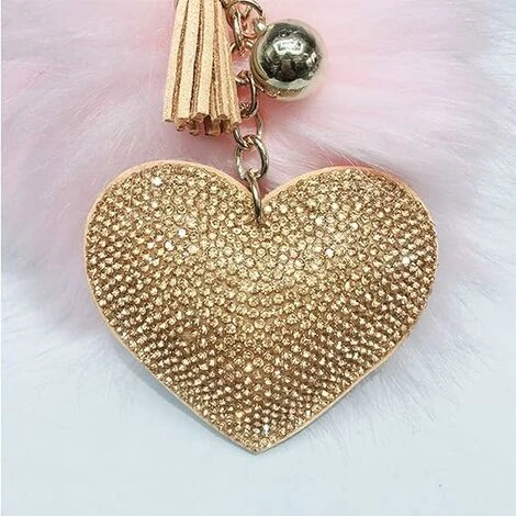 Bling Glitter Porte-clés Cristal Strass Amour Coeur Conception Porte-clés Super Fashonable Porte-clés Charme Pendentif Sac À Main Sac Clé En Métal Durable,Or – Image 4