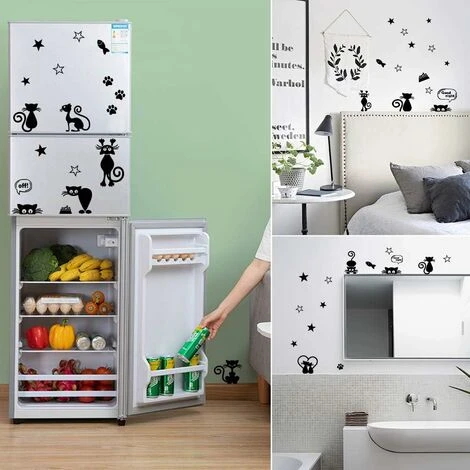 Autocollants Muraux De Chat Mignon, Autocollants D'interrupteur De Lumière De Chat, Autocollants Muraux De Dessin Animé De Chat Noir Pour Interrupteur D'éclairage Ou Autocollants Muraux De Prise Auto- – Image 3