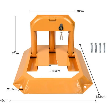 Barrière De Parking Verrouillage De Stationnement Pliable Avec 3 Clés Anse De Stationnement En Acier Robuste Support De Stationnement Stable HENGMEI – Image 2