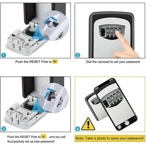 Boîte à Clé Sécurisée,Boite A Clefs Murale,Boite A Cle Avec Code à 4 Chiffres Haute Sécurisée étanche à L'eau Et à La Rouille,pour Intérieur Extérieur Maison Bureau Garage École Gymnase – Image 5