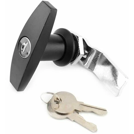 Serrure Porte De Garage Basculante,Serrure De Poignée En T Fixation Arrière Serrure En Forme De T Camion Boîte à Outils T Lock Serrure De Porte De Garage Avec Clés Pour Remorque Auvent De La Caravane – Image 3