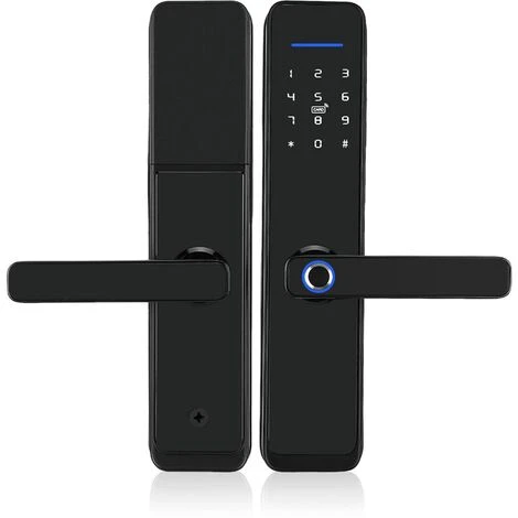 Serrure De Porte Biométrique Avec Empreinte Digitale, Serrure De Poignée De Porte électronique WiFi, Mot De Passe D'empreintes Digitales IC Card APP Clé à Distance Déverrouiller Le Levier De Porte Ava
