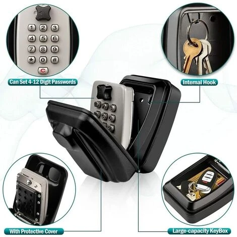 Boite A Clefs Securisee Exterieur, Grande Boitier A Cle Murale Avec Code 12 Chiffres Étanche Antirouille Boite à Clé Sécurisée, Ultra-Robuste Coffre A Clef Digitale Pour Maison Usine Garage – Image 3