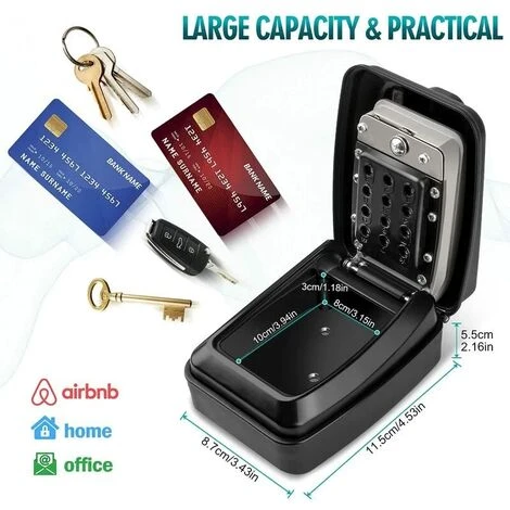 Boite A Clefs Securisee Exterieur, Grande Boitier A Cle Murale Avec Code 12 Chiffres Étanche Antirouille Boite à Clé Sécurisée, Ultra-Robuste Coffre A Clef Digitale Pour Maison Usine Garage – Image 4