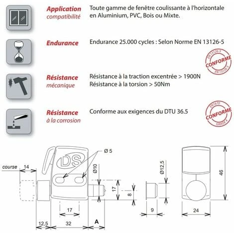 Verrou De Baie Coulissante à Bouton Poussoir Marron – Image 2