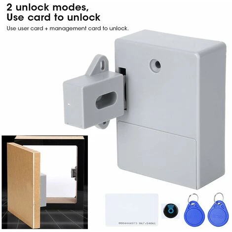 Serrure D'armoire Intelligente 125KHz, Ouverture De Carte RFID électronique Pour Bibliothèques De Sauna, Usines Et Bureaux De Garde-Robe - Sans Perceuse(Gris) – Image 4