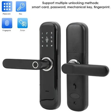 Serrure De Porte Intelligente à Clavier Serrure électronique Avec Poignée à Empreinte Digitale Serrure De Porte à Pêne Dormant Pour Bureau à Domicile Appartement Hôtel – Image 2