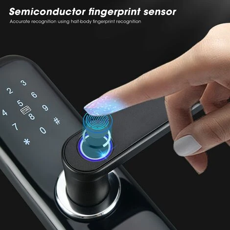 Serrure De Porte Intelligente à Clavier Serrure électronique Avec Poignée à Empreinte Digitale Serrure De Porte à Pêne Dormant Pour Bureau à Domicile Appartement Hôtel – Image 3