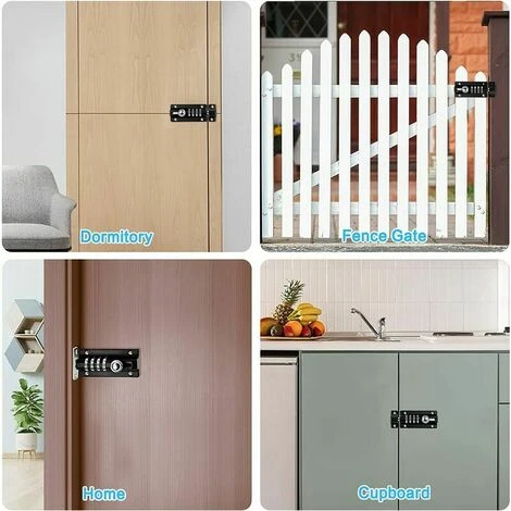 Serrure à Combinaison Serrure à Combinaison à 4 Chiffres Serrure De Porte à Combinaison Mécanique Serrure Coulissante Sans Clé Serrure De Porte Inviolable Pour Armoire De Jardin – Image 2