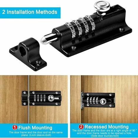 Serrure à Combinaison Serrure à Combinaison à 4 Chiffres Serrure De Porte à Combinaison Mécanique Serrure Coulissante Sans Clé Serrure De Porte Inviolable Pour Armoire De Jardin – Image 3