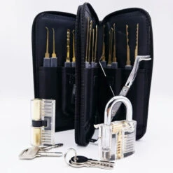 Kit De Crochetage Serrure, 24-Pièce Lock Picking Kit, Outils De D’entraînement Pour Serruriers Débutant Et Pro