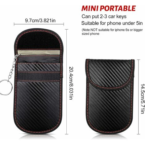 2 Pièces Carbone Fibre Schéma RFID Blindage Clé Cas Voiture Clé Signal Blindage Sac Antivol Sac – Image 3