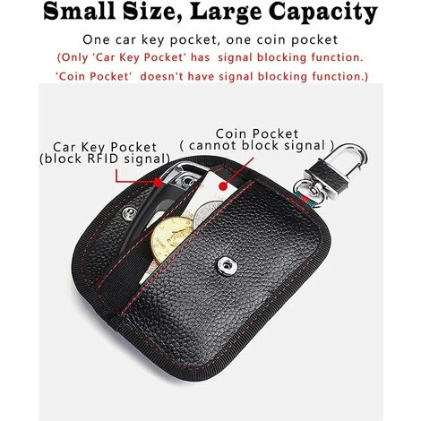Lot De 2 étuis Bloqueurs De Signal Pour Clés De Voiture Bloquant Les Signaux RFID Pour La Sécurité De La Voiture, Protection Antivol à Distance (Cuir Véritable, Rouge) – Image 3