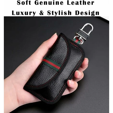 Lot De 2 étuis Bloqueurs De Signal Pour Clés De Voiture Bloquant Les Signaux RFID Pour La Sécurité De La Voiture, Protection Antivol à Distance (Cuir Véritable, Rouge) – Image 5