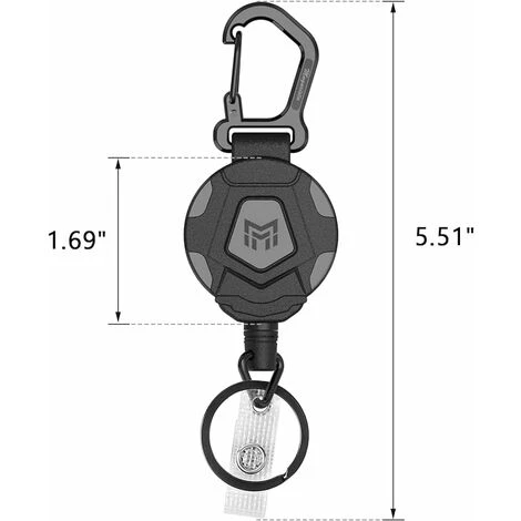 Paquet De 2 Porte-clés Rétractables, Porte-badge Mousqueton Robuste, Bobine De Badge D'identification Tactique Avec Cordon Rétractable En Acier De 31 Pouces, 8 Oz – Image 2
