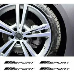 4pc Roues Jantes Sport Course Autocollant Rayures Autocollants Emblème Pare-chocs Course Voiture SUV Camion (noir)