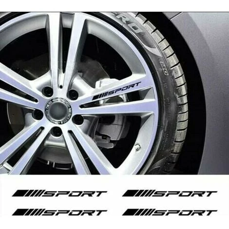 4pc Roues Jantes Sport Course Autocollant Rayures Autocollants EmblĂšme Pare-chocs Course Voiture SUV Camion (noir)