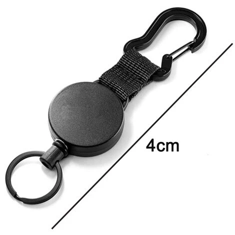 2 Pièces Porte-clés Rétractable Noir Boucle De Traction élastique Clé Rétractable Avec Câble En Acier – Image 5