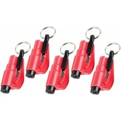 5Pcs Mini Safety Hammer With Keychain, Window Breaker Seat Belt Cutter Safety Emergency Survival Tool (Red)